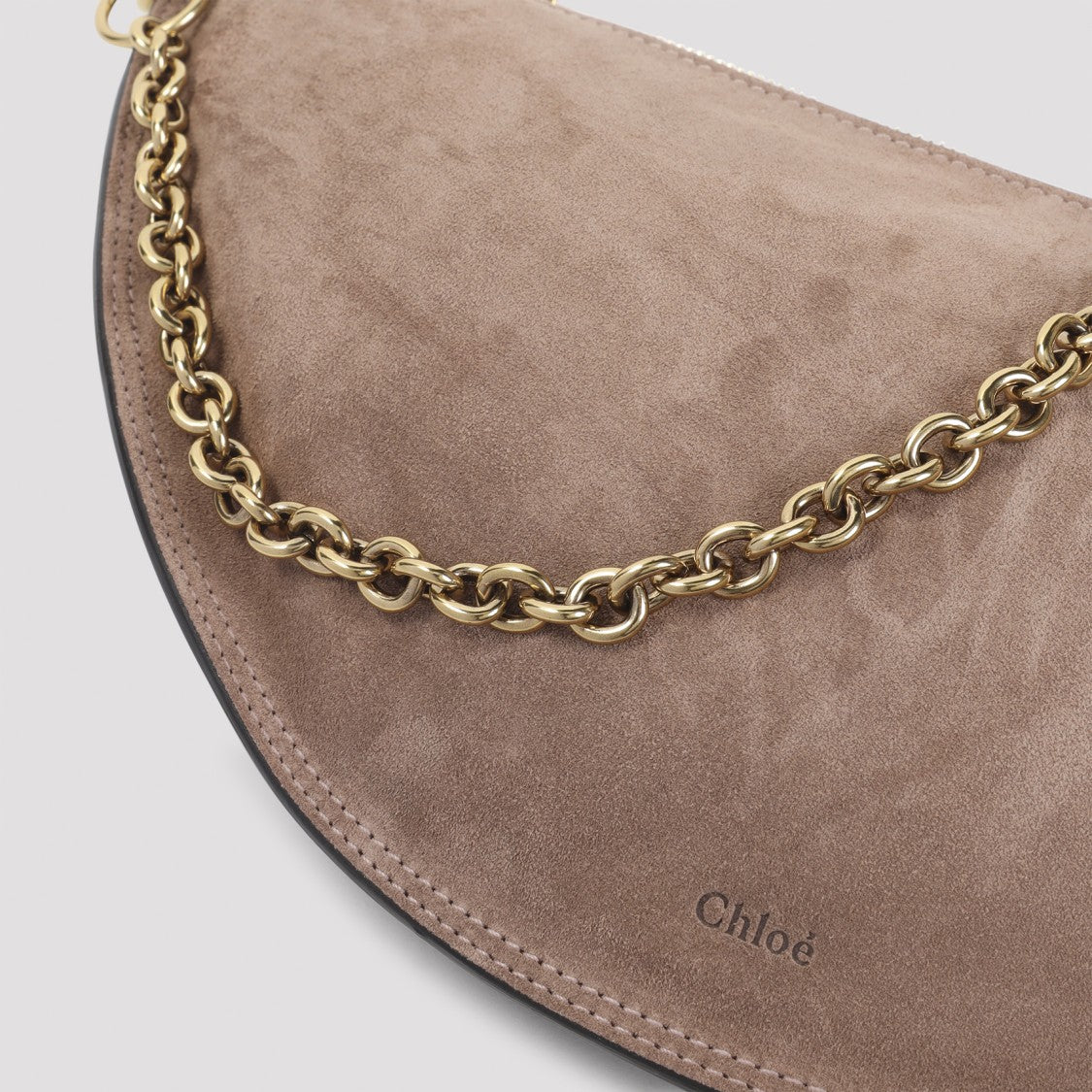 Chloé Crescent-Shaped Shoulder Bag In Soft Suede Calf Leather