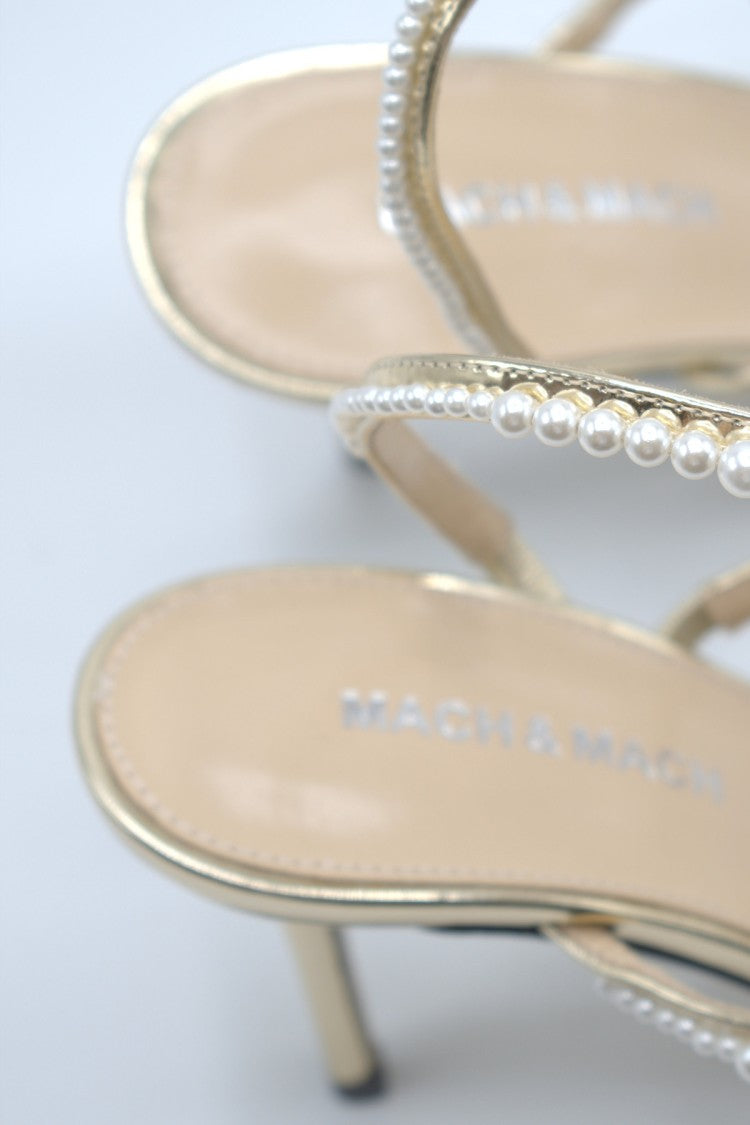 Mach & Mach Gold Leather Sandals