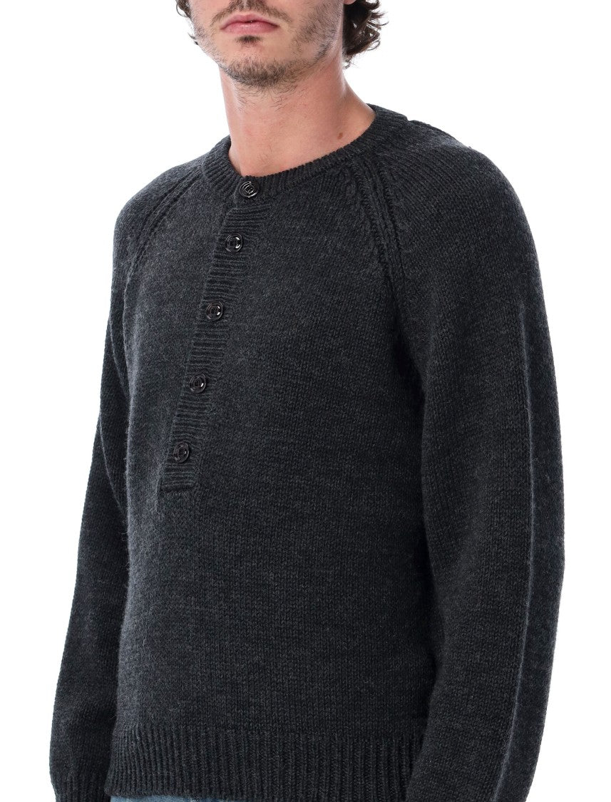 Our Legacy Shore Henley Rws Merino Wool Raglan Sleeve Sweater