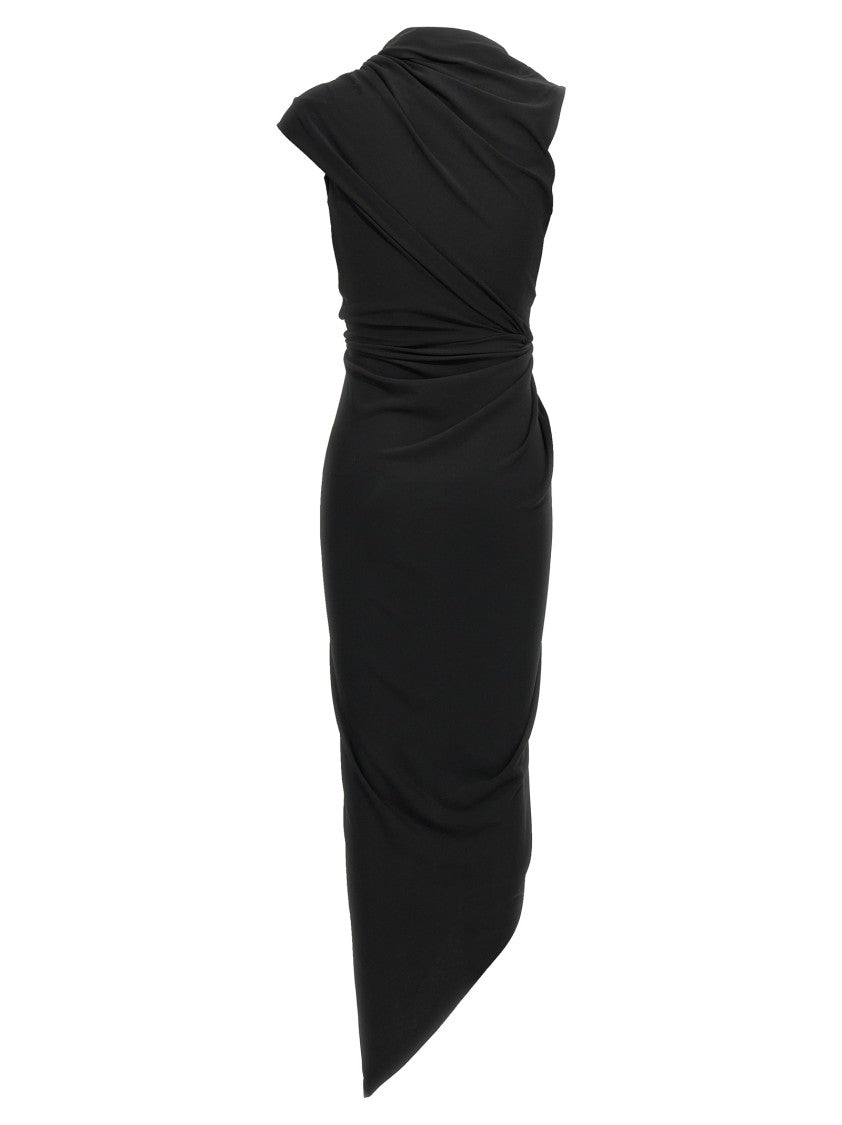 Balenciaga Asymmetrical Hem Black Midi Dress