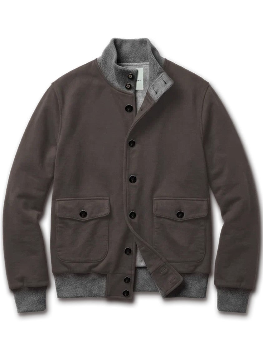 Blusonary Structured Brown Blouson Jacket With Contrasting Ribbed Details