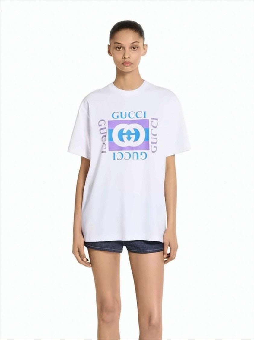 Gucci Graphic Print White T-Shirt With Relaxed Fit