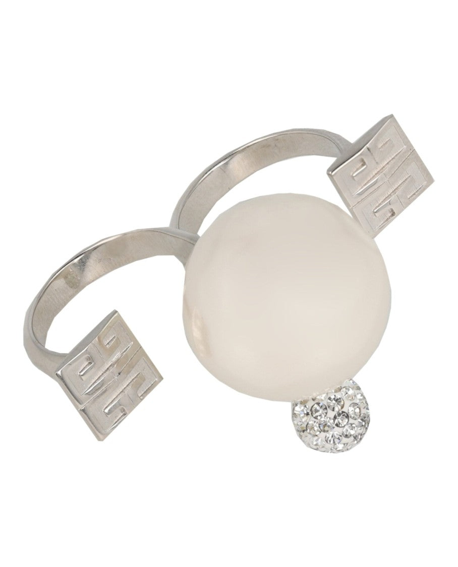 Givenchy 4G Double Finger Ring With Pearl