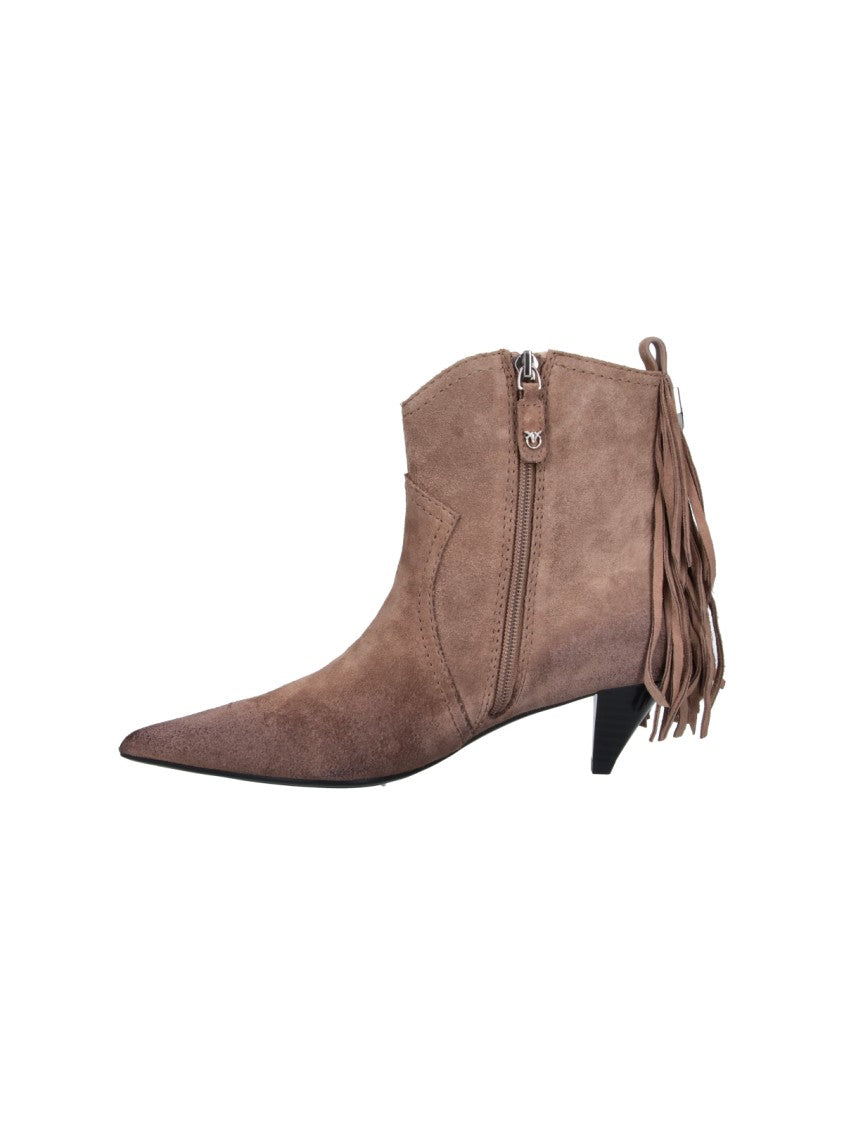 Pinko Beige Didi 01 Fringed Suede Boots