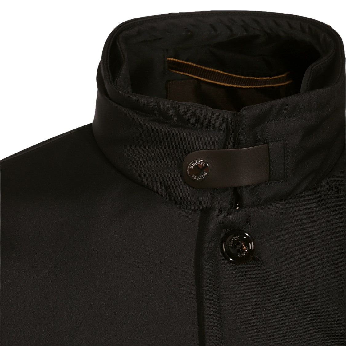 Moorer Tailored Black Coat With High Collar