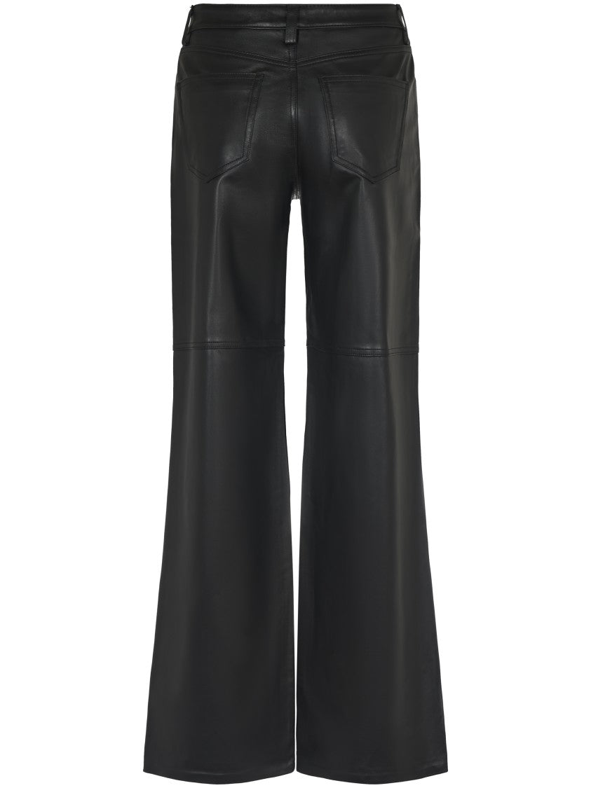 Michael Kors Relaxed-Fit Black Lamb Leather Trousers