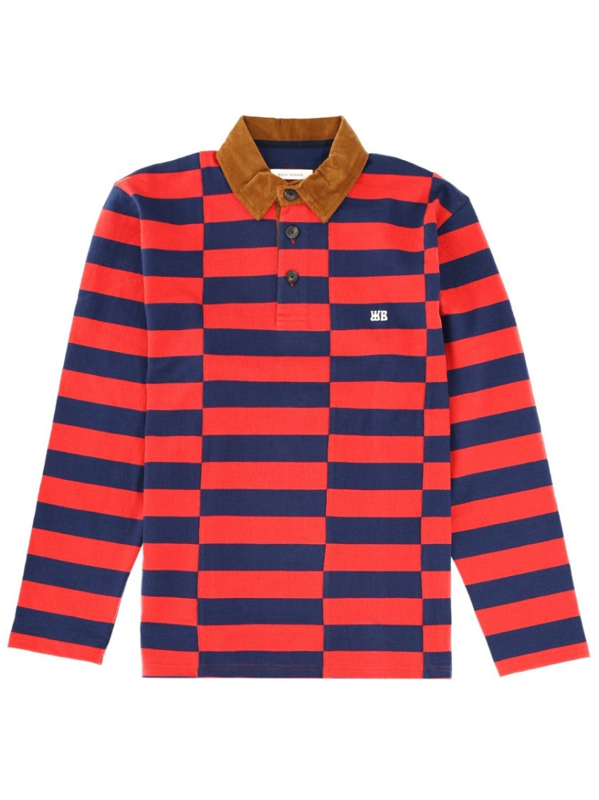 Wales Bonner Red Cotton City Striped Polo Shirt