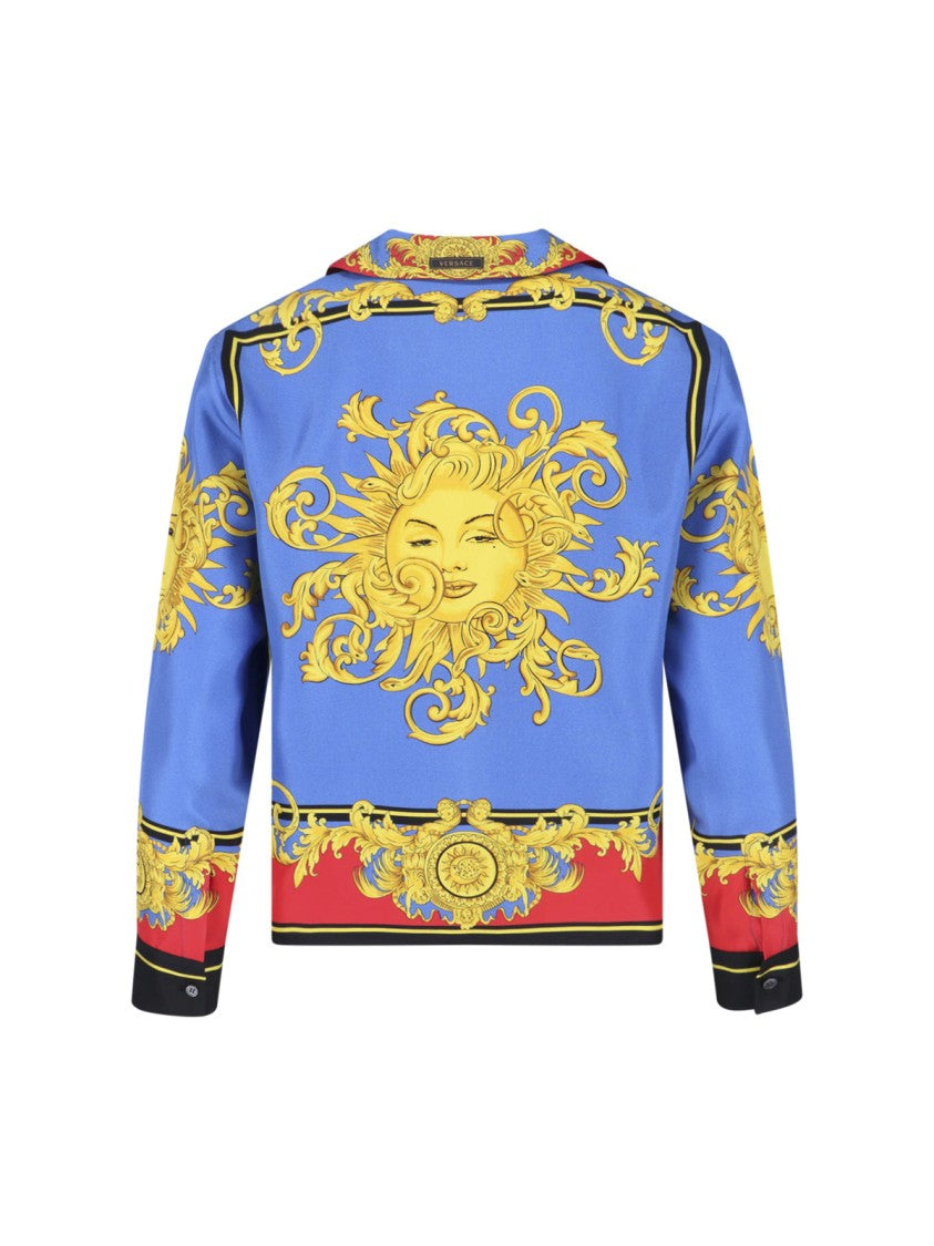 Versace Multicolor Artistic Motifs Silk Shirt