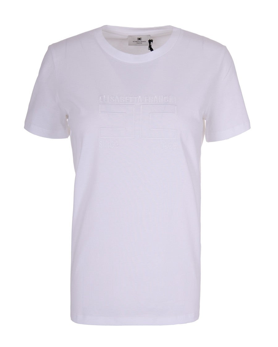 Elisabetta Franchi Short-Sleeved Crew Neck T-Shirt With Embossed Logo