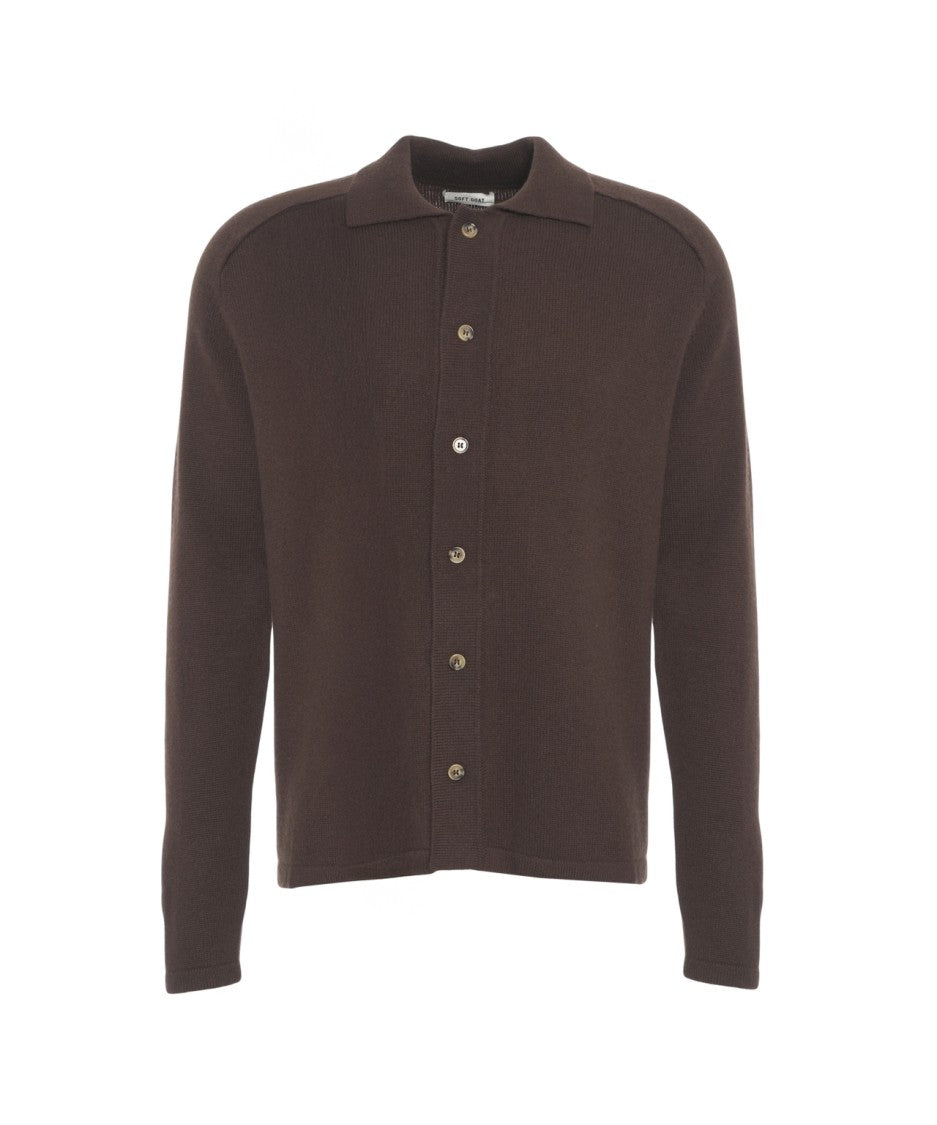 Soft Goat Cashmere Cardigan With Classic Collar And Button Closure