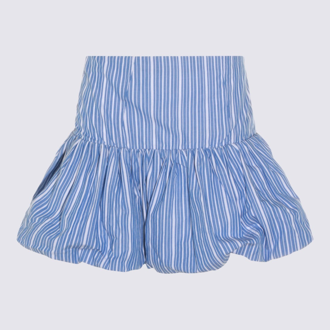 Ganni High-Waisted Striped Mini Skirt With Gathered Hem