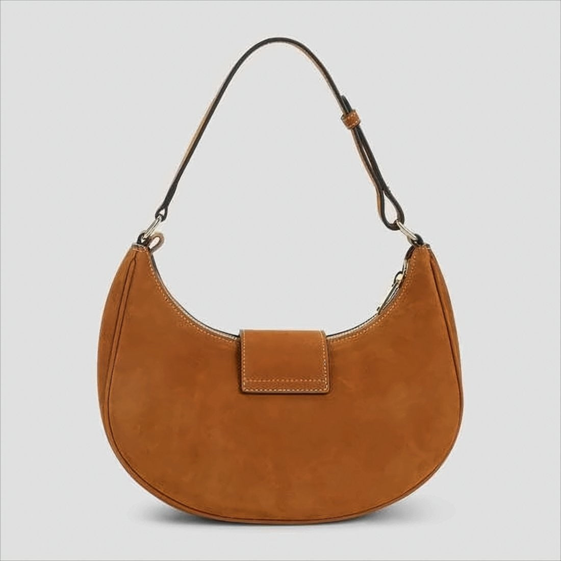 Celine Crescent-Shaped Shoulder Bag In Rich Brown Calf Leather