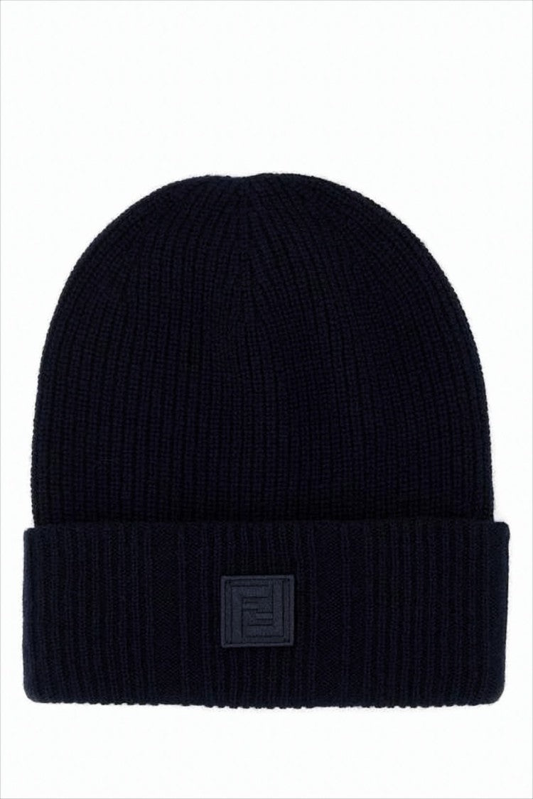 Fendi Ribbed Knit Beanie With Tonal Patch Detail