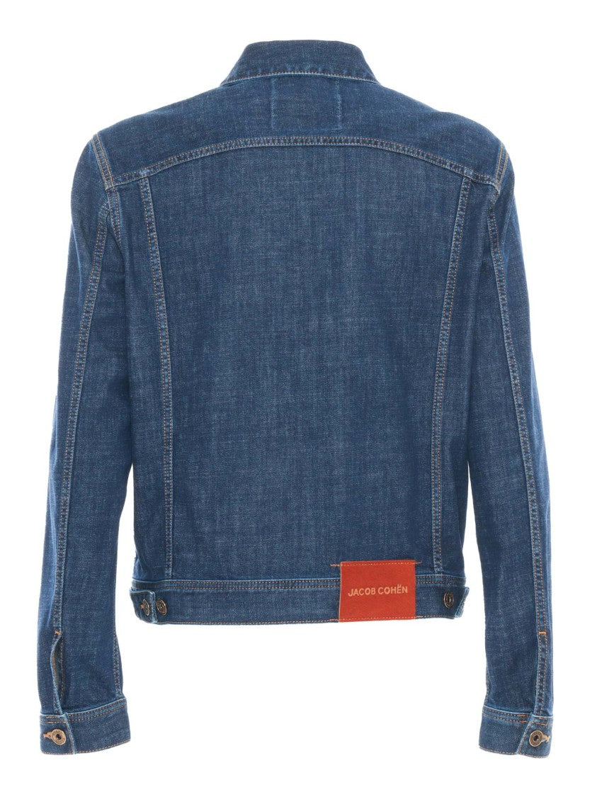 Jacob Cohen Tailored Blue Denim Trucker Jacket With Branded Patch