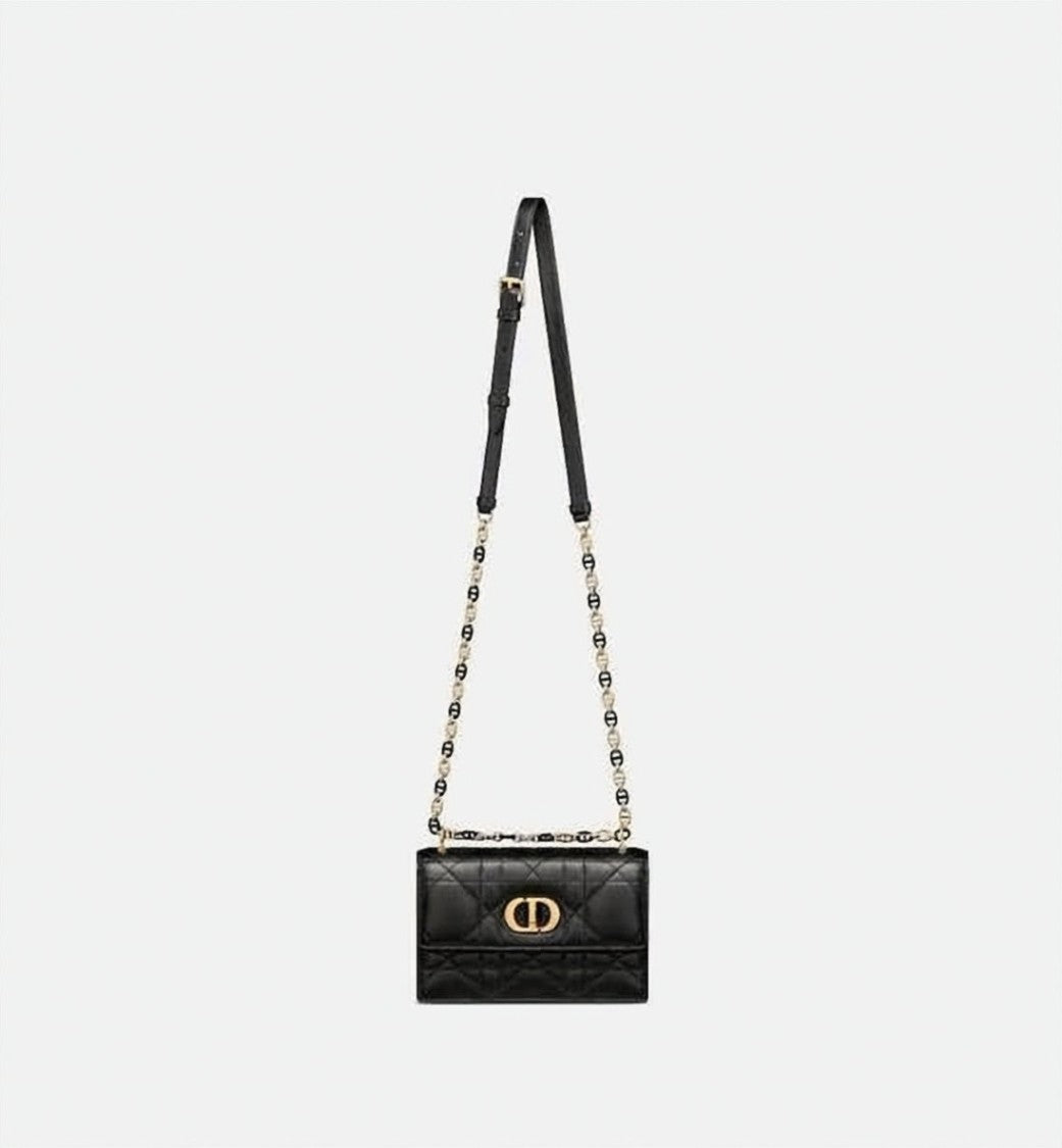 Dior Quilted Lambskin Shoulder Bag With Gold-Tone Logo