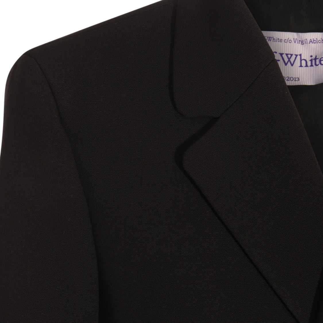 Off-White Double-Breasted Black Wool Coat With Structured Silhouette