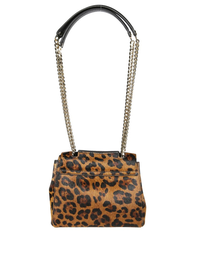 Orciani Structured Leopard Print Shoulder Bag