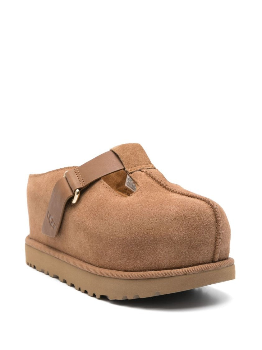 Ugg Suede Upper Flats With Leather Strap