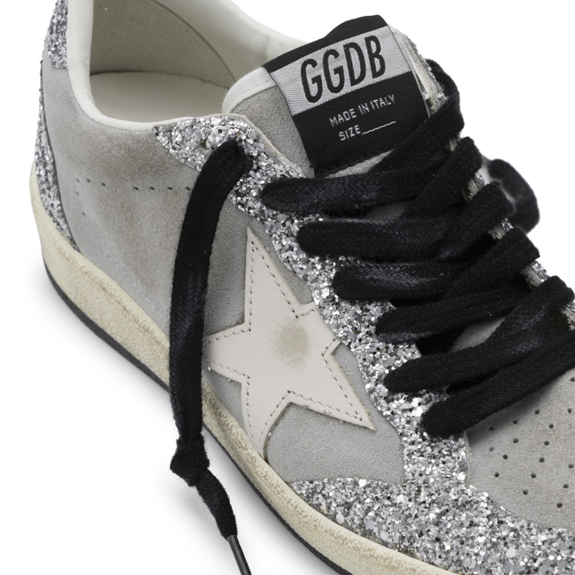Golden Goose Grey Leather Sequins Inserts Sneakers
