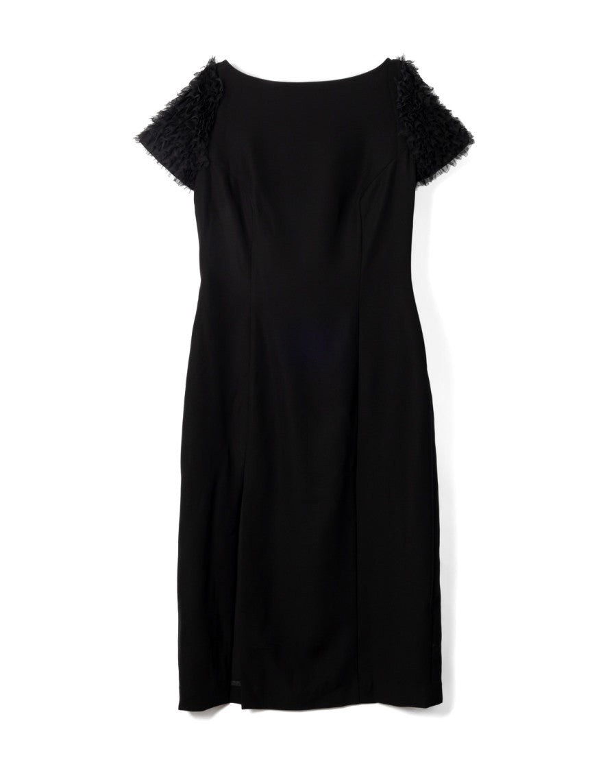 Viktor & Rolf Black Evening Dress With Textured Puff Sleeves