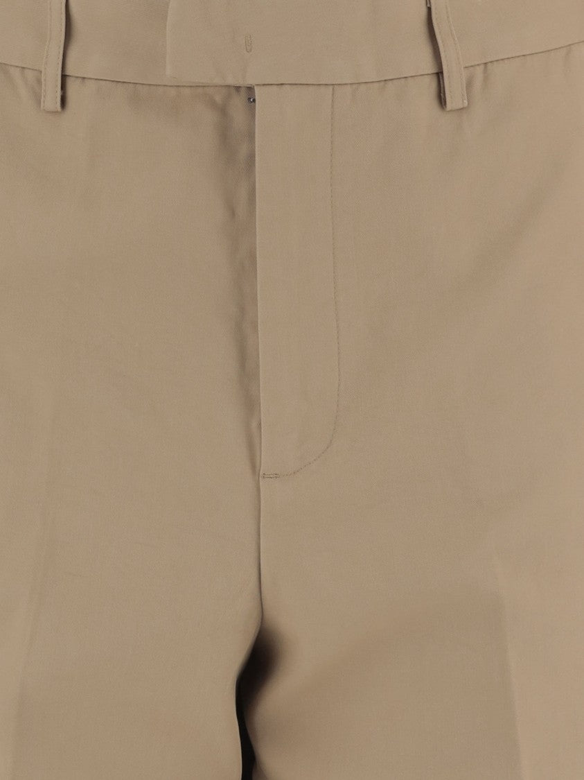 Emporio Armani Beige Straight-Leg Leather Detail Pants