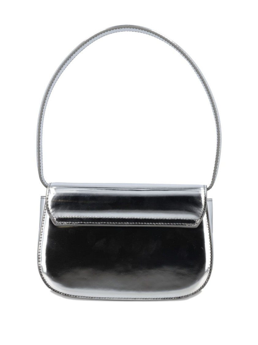 Diesel Silver Top Handle Logo Flap Bag