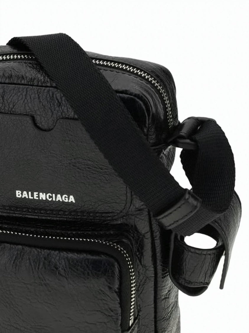 Balenciaga Vertical Crossbody Shoulder Bag With Glossy Textured Finish