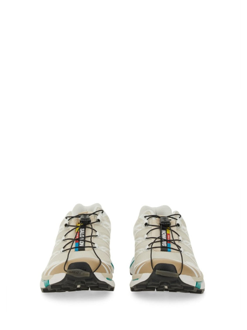 Salomon Streamlined Beige And Off-White Sneakers With Quick-Lace System