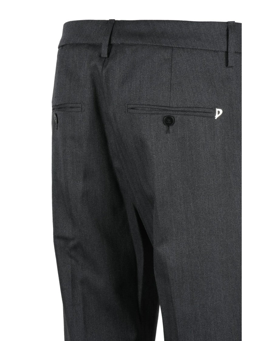 Dondup Tapered Leg Tailored Pants With Jewel Buttons