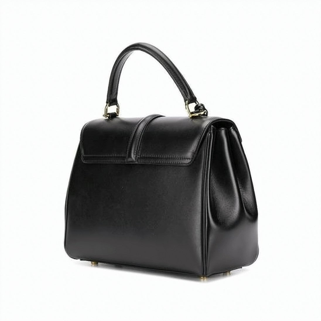 Celine Black Smooth Leather Structured Shoulder Bag