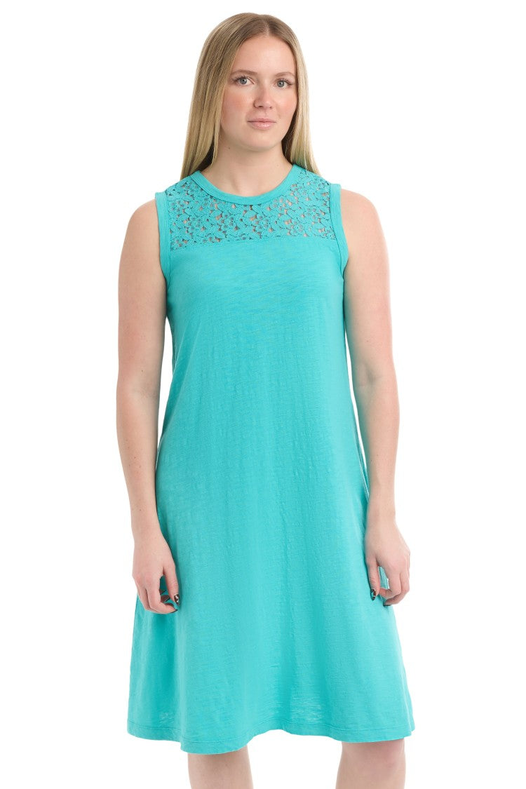 Wilt Sleeveless Lace Yoke Dress
