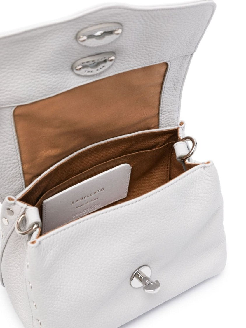 Zanellato Light Grey Pebbled Calf Leather Shoulder Bag