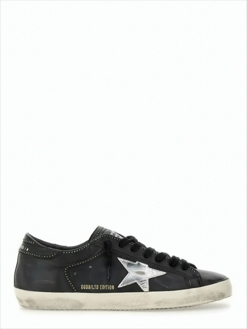 Golden Goose Lambskin Leather Low-Top Sneakers With Distressed Finish