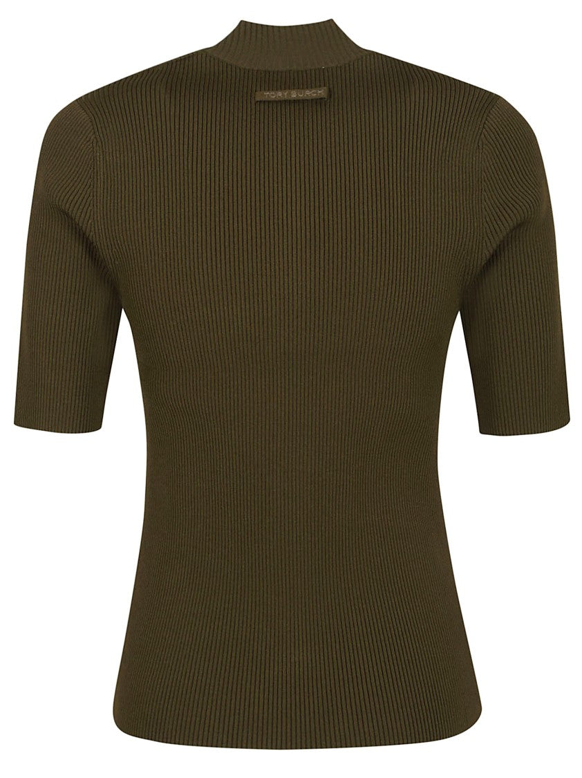 Tory Burch Half-Zip Crewneck Sweater