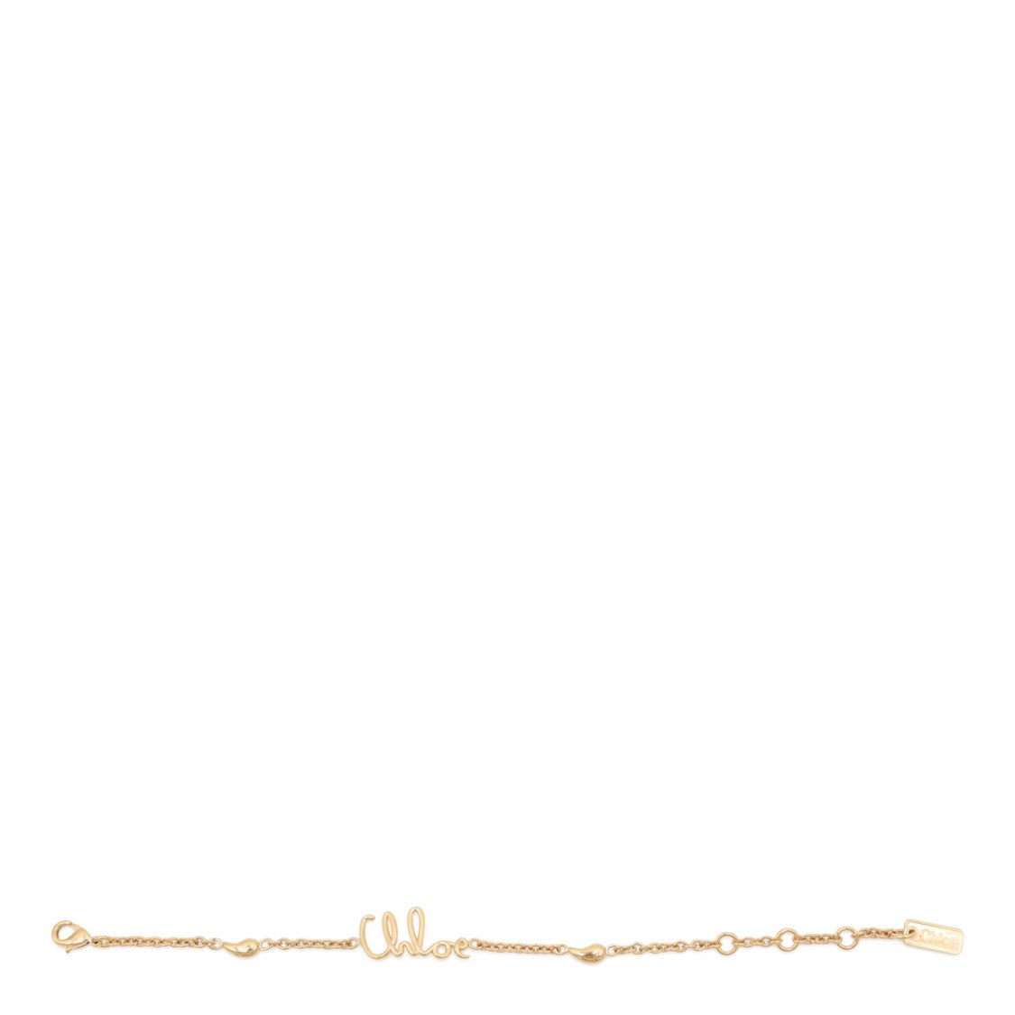 Chloé Gold Brass Bracelet With Cursive Script Centerpiece
