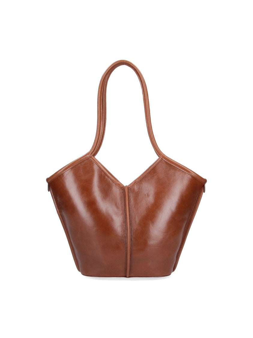 Hereu Beige Structured Angular Silhouette Tote Bag