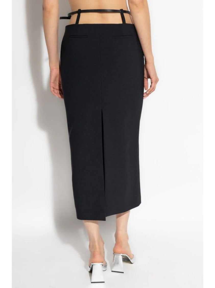 The Attico Fitted Black Midi Skirt