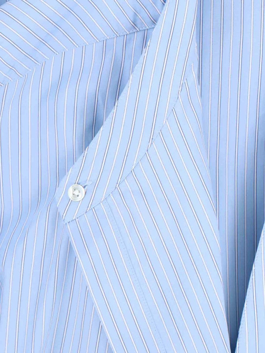 Róhe Asymmetrical Stripe Shirt In Light Blue Cotton
