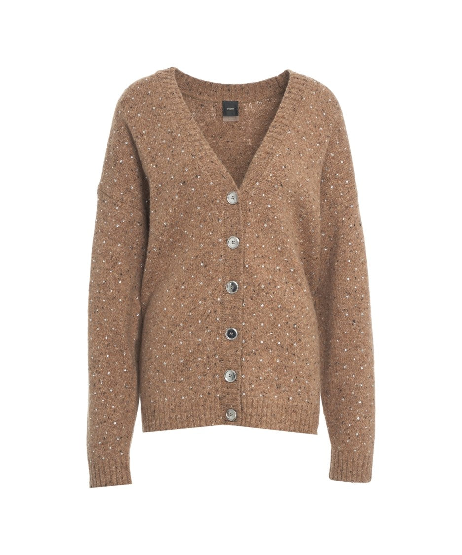 Pinko Mélange Knit Cardigan With V-Neck