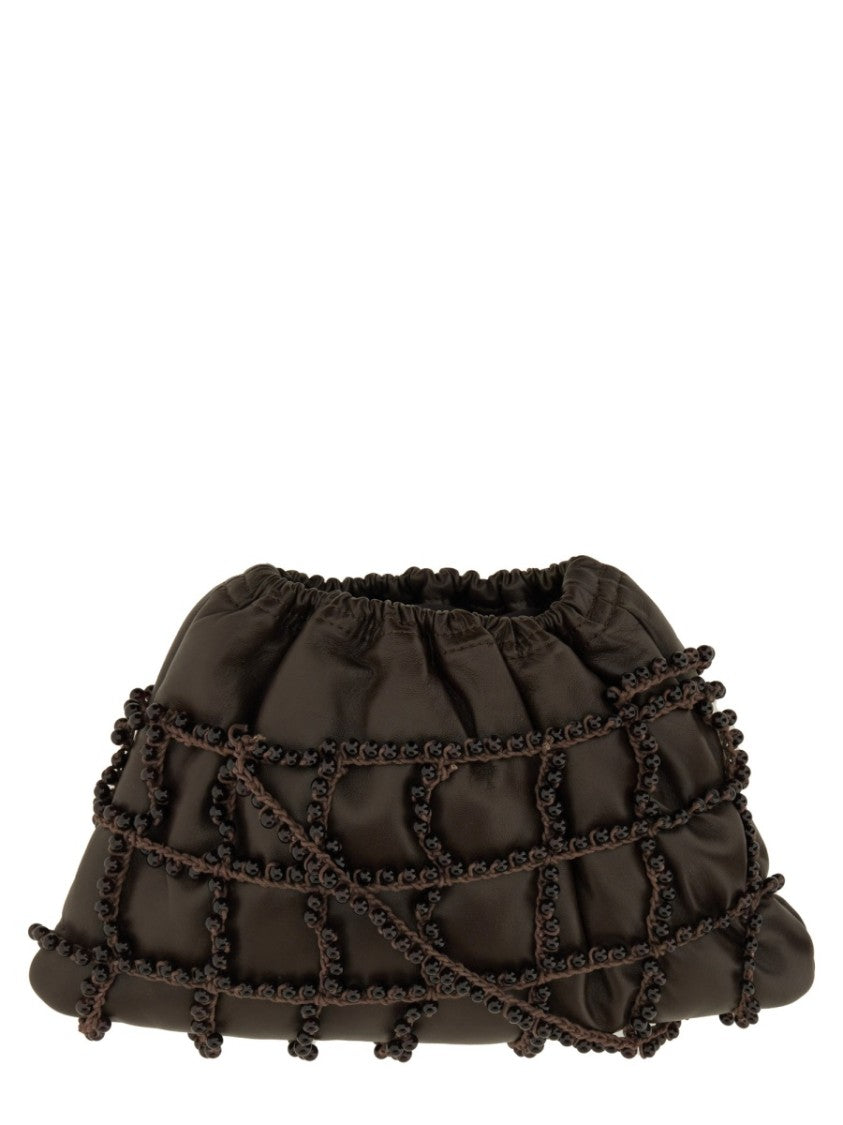 Alysi Soft Gathered Brown Leather Mini Bag