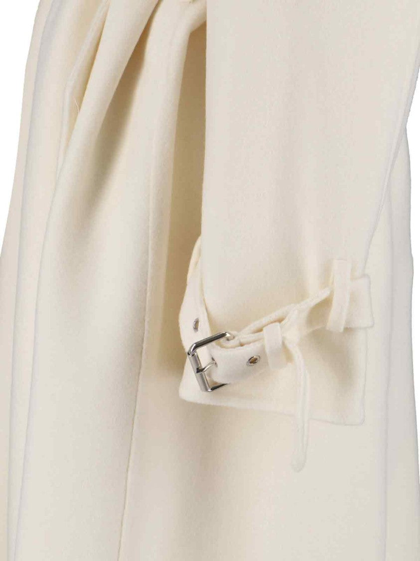 Ermanno Scervino Maxi Coat With Removable Fur Collar – White