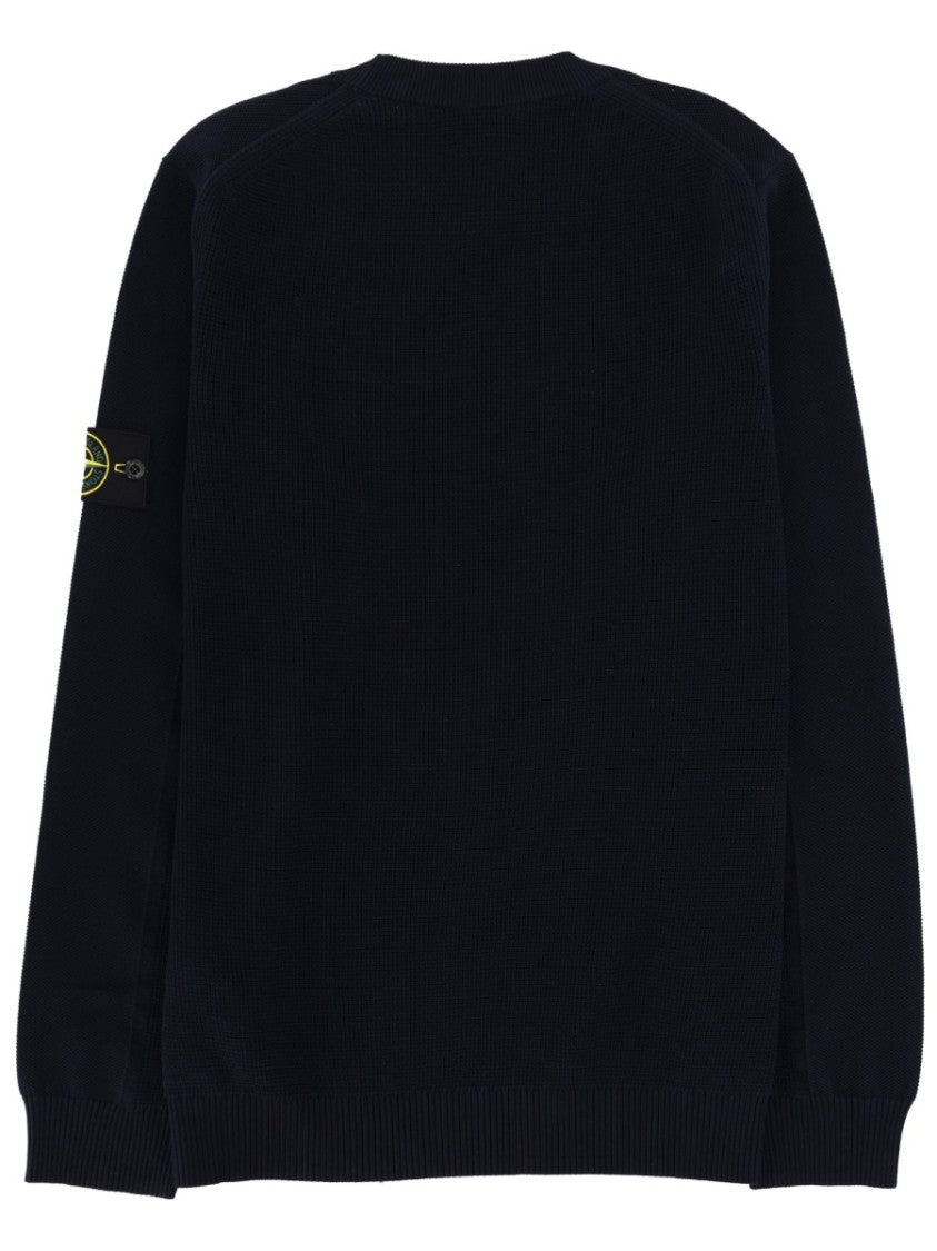 Stone Island Sleeve Patch Crewneck Cotton Sweater