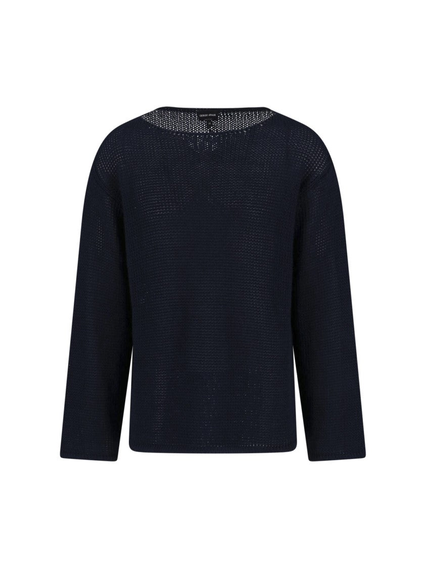 Giorgio Armani Linen And Lyocell Sweater Dark Blue
