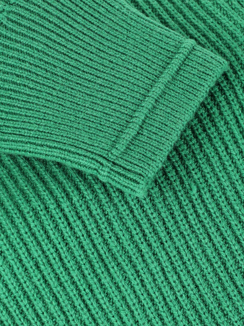 Entire Studios Green Blimp Oversized-Collar Wool Zip Cardigan