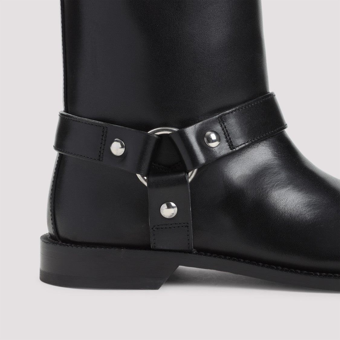 Loewe Black Cowhide Campo Biker Shearling Boots