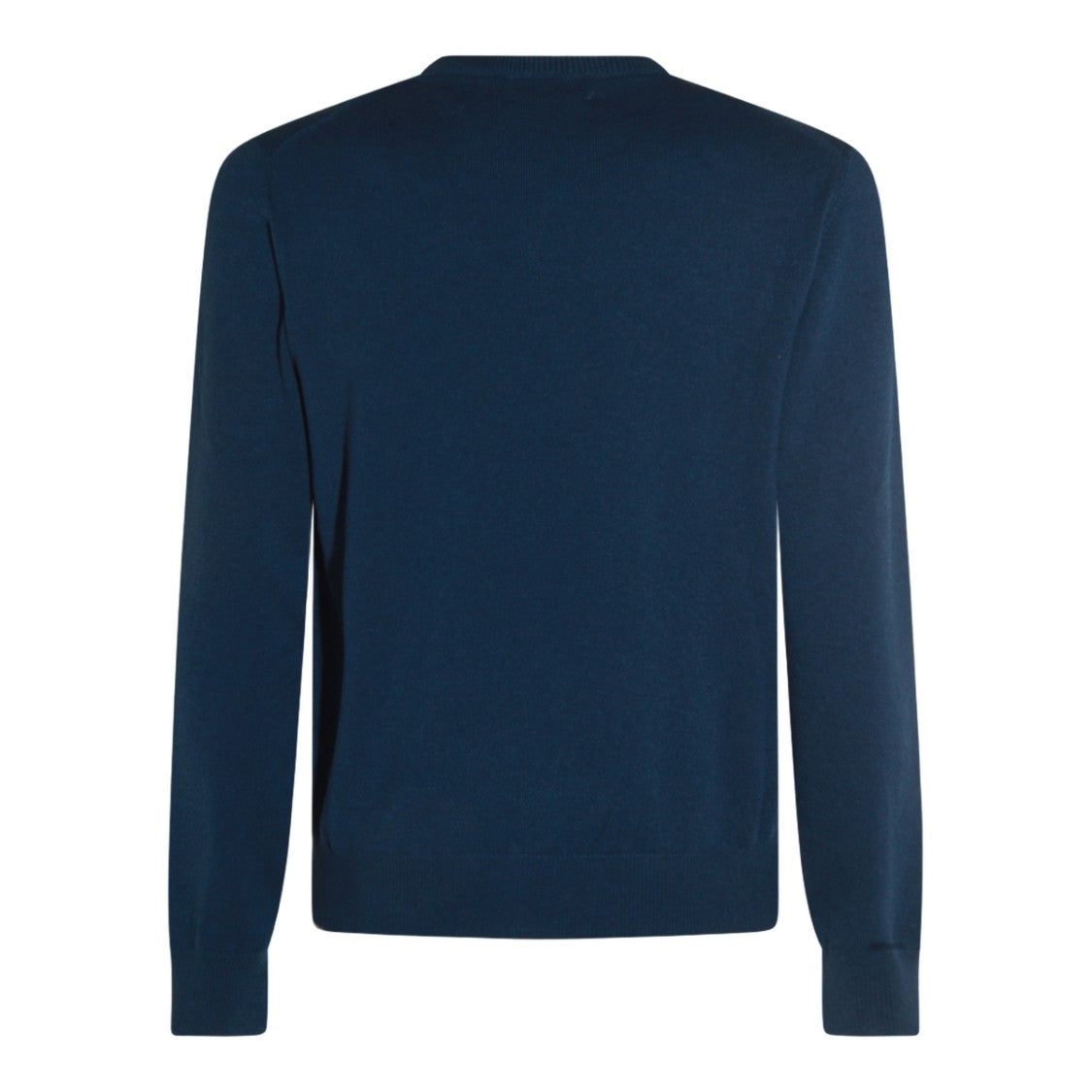 Malo Crew Neck Blue Sweater With Ribbed Detail