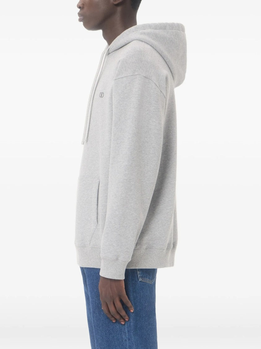 Valentino Light Grey Jersey Felpa Cotton Hoodie
