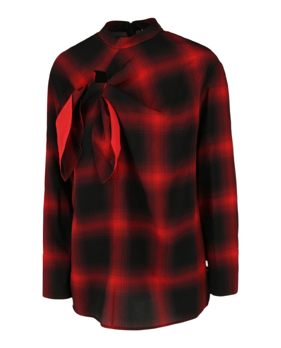 Stella Mccartney Plaid Silk Top With Mock-Neck And Oversized Fit