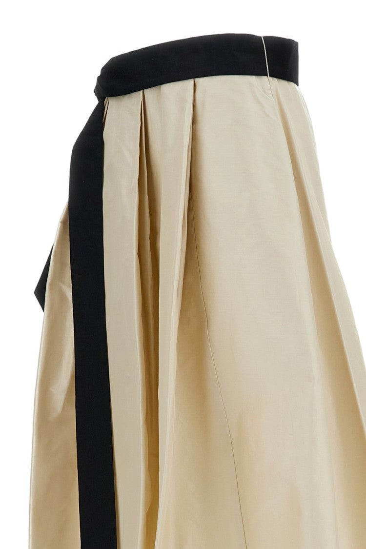 Max Mara White Baschi Pleated Cotton Skirt