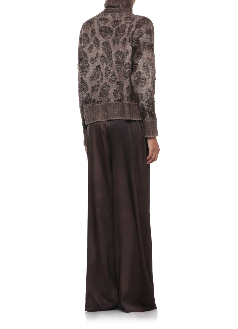 Avant Toi Brown Textured Knit High-Neck Sweater